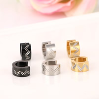 Stainless Steel Huggie Hoop Earring, plated, flower cut, more colors for choice, 7x9mm, 12Pairs/Bag, Sold By Bag
