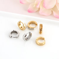 Stainless Steel Huggie Hoop Earring, plated, stardust, more colors for choice, 4x9mm, 10Pairs/Bag, Sold By Bag