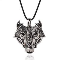 Unisex Necklace Zinc Alloy with Waxed Linen Cord Wolf antique silver color plated with rhinestone lead & cadmium free Sold Per Approx 15.5 Inch Strand