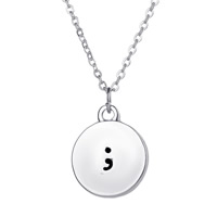 Tibetan Style Jewelry Necklace, Flat Round, platinum color plated, oval chain & for woman & enamel, lead & cadmium free, 15x15mm, Sold Per Approx 15.5 Inch Strand