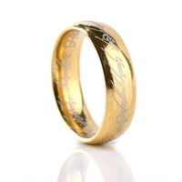 Stainless Steel Finger Ring, Donut, gold color plated, different size for choice & with letter pattern, 22x18mm, Sold By PC