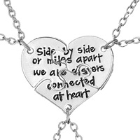 Zinc Alloy Puzzle Friendship Necklace Heart platinum color plated oval chain & with letter pattern & for woman & enamel lead & cadmium free Length Approx 15.5 Inch Sold By Set