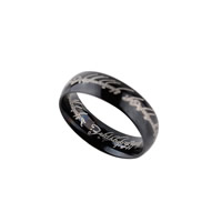 Stainless Steel Finger Ring, Donut, black ionic, different size for choice & with letter pattern, 18x22mm, Sold By PC