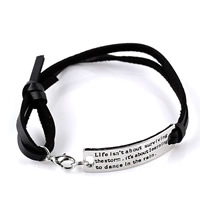 Unisex Bracelet PU Leather with Zinc Alloy platinum color plated with letter pattern & enamel Sold Per Approx 7.5 Inch Strand