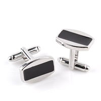 Cufflinks, Tibetan Style, platinum color plated, enamel, lead & cadmium free, 13x19mm, Sold By Pair