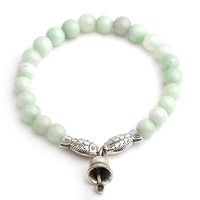 Bracelet de perles de verre, avec alliage de zinc, Plaqué de couleur d'argent, pour femme, 22cm, Vendu par Environ 7 pouce brin