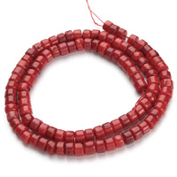 Natürliche Korallen Perlen, Rondell, rot, 4x5mm, Bohrung:ca. 1mm, ca. 100PCs/Strang, verkauft per ca. 15.5 ZollInch Strang