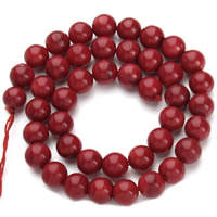 Natürliche Korallen Perlen, rund, verschiedene Größen vorhanden, rot, Bohrung:ca. 1mm, verkauft per ca. 15.5 ZollInch Strang