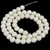 Natürliche Korallen Perlen, rund, verschiedene Größen vorhanden, weiß, Bohrung:ca. 1mm, verkauft per ca. 15.5 ZollInch Strang