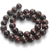 Tigerauge Perlen, rund, verschiedene Größen vorhanden, rot, Bohrung:ca. 1mm, verkauft per ca. 15.5 ZollInch Strang
