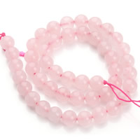 Natürliche Rosenquarz Perlen, rund, verschiedene Größen vorhanden, Bohrung:ca. 1mm, verkauft per ca. 15.5 ZollInch Strang