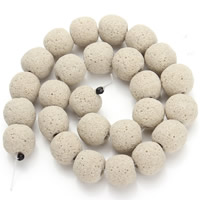 Natural Lava Beads, Drum, beige, 10mm, Hole:Approx 2mm, Approx 40PCs/Strand, Sold Per Approx 15.5 Inch Strand