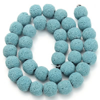 Natürliche Lava Perlen, Trommel, verschiedene Größen vorhanden, hellblau, Bohrung:ca. 2mm, verkauft per ca. 15.5 ZollInch Strang