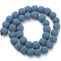 Perles de lave naturelle, lave volcanique, tambour, normes différentes pour le choix, bleu, Trou:Environ 2mm, Vendu par Environ 15.5 pouce brin