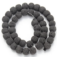 Perline lava naturale, Tamburo, formato differente per scelta, nero, Foro:Appross. 2mm, Venduto per Appross. 15.5 pollice filo