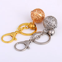 Tibetan Style Key Clasp, with iron ring, Round, plated, hollow, more colors for choice, lead & cadmium free, 90x30x28mm, Sold By PC
