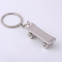 Tibetan Style Key Clasp, with iron ring, Skateboard, platinum color plated, lead & cadmium free, 105x18x18mm, Hole:Approx 25mm, Sold By PC