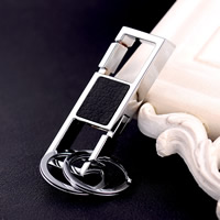 Zinc Alloy Key Clasp with iron ring & PU Leather platinum color plated lead & cadmium free Approx 25mm Sold By PC