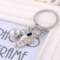 Tibetan Style Key Clasp, with iron ring, platinum color plated, lead & cadmium free, 90x29x19mm, Hole:Approx 25mm, Sold By PC