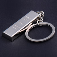 Zinc Alloy Key Clasp with iron ring Rectangle platinum color plated with letter pattern lead & cadmium free Approx 25mm Sold By PC