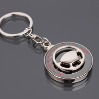 Zinklegierung Schlüssel Verschluss, mit Eisen Ring, Lenkrad, Platinfarbe platiniert, mit einem Muster von Nummer & Emaille, frei von Blei & Kadmium, 110x4.2mm, Bohrung:ca. 25mm, verkauft von PC