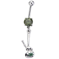 Stainless Steel Belly Ring enamel & with rhinestone Sold By PC