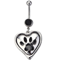 Stainless Steel Belly Ring Heart enamel & with rhinestone Sold By PC