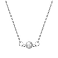 Zinklegierung Schmuck Halskette, mit ABS-Kunststoff-Perlen, mit Verlängerungskettchen von 5cm, rund, Platinfarbe platiniert, Oval-Kette & für Frau, frei von Blei & Kadmium, 8x15mm, verkauft per ca. 15.5 ZollInch Strang