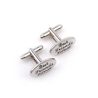 Cufflinks Zinc Alloy Flat Oval word best friends forever platinum color plated with letter pattern & enamel lead & cadmium free Sold By Pair