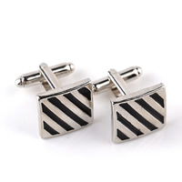 Cufflinks, Tibetan Style, Square, platinum color plated, enamel, lead & cadmium free, 16x16mm, Sold By Pair