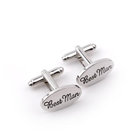 Cufflinks Zinc Alloy Flat Oval platinum color plated with letter pattern & enamel lead & cadmium free Sold By Pair