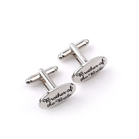 Cufflinks, Tibetan Style, Flat Oval, platinum color plated, with letter pattern & enamel, lead & cadmium free, 12x20mm, Sold By Pair
