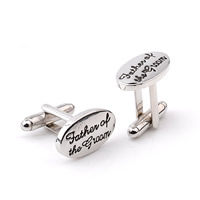 Cufflinks, Tibetan Style, Flat Oval, platinum color plated, with letter pattern & enamel, lead & cadmium free, 12x20mm, Sold By Pair