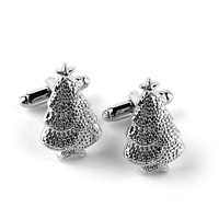 Cufflinks Zinc Alloy Christmas Tree platinum color plated Christmas jewelry lead & cadmium free Sold By Pair