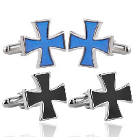 Cufflinks, Tibetan Style, Cross, silver color plated, for man & enamel, more colors for choice, nickel, lead & cadmium free, 19x19mm, Sold By Pair