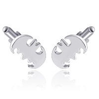 Cufflinks Zinc Alloy Bat Man Logo silver color plated for man nickel lead & cadmium free Sold By Pair