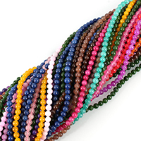 gefärbter Marmor Perle, rund, verschiedene Größen vorhanden, gemischte Farben, Bohrung:ca. 0.8-1.2mm, Länge ca. 15.5 ZollInch, verkauft von Menge