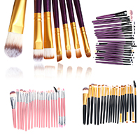 Nylon Make-up Brush Set, met Plastic, plated, meer kleuren voor de keuze, 136-154mm, 20PC/Stel, Verkocht door Stel
