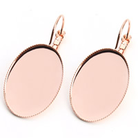 Brass Lever Back Earring Blank, Flat Oval, rose gold color plated, different inner diameter for choice, nickel, lead & cadmium free, 16-30mm, 10PCs/Bag, Sold By Bag