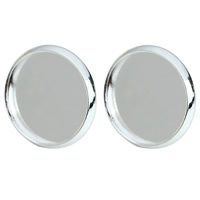 Brass Earring Stud Component Flat Round silver color plated nickel lead & cadmium free 10-16mm Sold By Bag