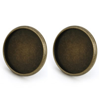 Brass Earring Stud Component Flat Round antique bronze color plated nickel lead & cadmium free 10-16mm Sold By Bag
