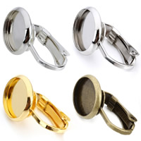 Brass Clip On Earring Finding, Flat Round, plated, more colors for choice, nickel, lead & cadmium free, 12mm, Inner Diameter:Approx 10mm, 20PCs/Bag, Sold By Bag