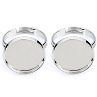 Brass Bezel Ring Base Flat Round platinum color plated nickel lead & cadmium free 12-22mm Sold By Bag