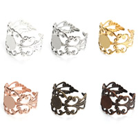 Brass Pad Ring Base, Flower, plated, more colors for choice, nickel, lead & cadmium free, 8mm, 10PCs/Bag, Sold By Bag