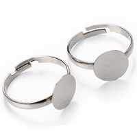 Brass Pad Ring Base Flat Round platinum color plated adjustable nickel lead & cadmium free 10mm Sold By Bag