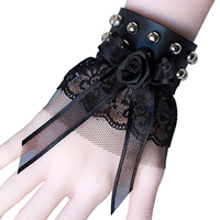 Gothic Armband, Spitze, mit PU Leder & Zinklegierung, Platinfarbe platiniert, einstellbar & für Frau, frei von Nickel, Blei & Kadmium, 85mm, verkauft per ca. 8 ZollInch Strang