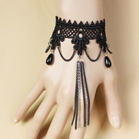 Gothic Armband, Spitze, mit Glas & Zinklegierung, mit Verlängerungskettchen von 2lnch, plattiert, für Frau, frei von Nickel, Blei & Kadmium, verkauft per ca. 6 ZollInch Strang