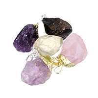 Quartz Gemstone Pendants with Brass Nuggets plated natural nickel lead & cadmium free 19-33x34-38x18-28mm Approx Sold By PC