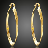 Brass Hoop Earring, 18K gold plated, lead & cadmium free, 30x55mm, 6Pairs/Bag, Sold By Bag
