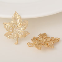 Brass Jewelry Pendants, Leaf, gold color plated, nickel, lead & cadmium free, 23x28mm, Hole:Approx 1mm, 50PCs/Lot, Sold By Lot